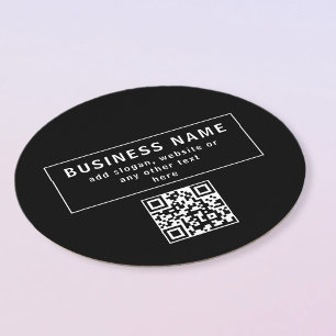 QR-Code oder Logo hochladen   Modernes Schwarz Runder Pappuntersetzer