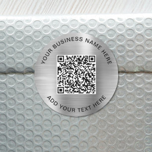 QR-Code oder Logo Werbe-Silber-Klassik-Rund S Runder Aufkleber