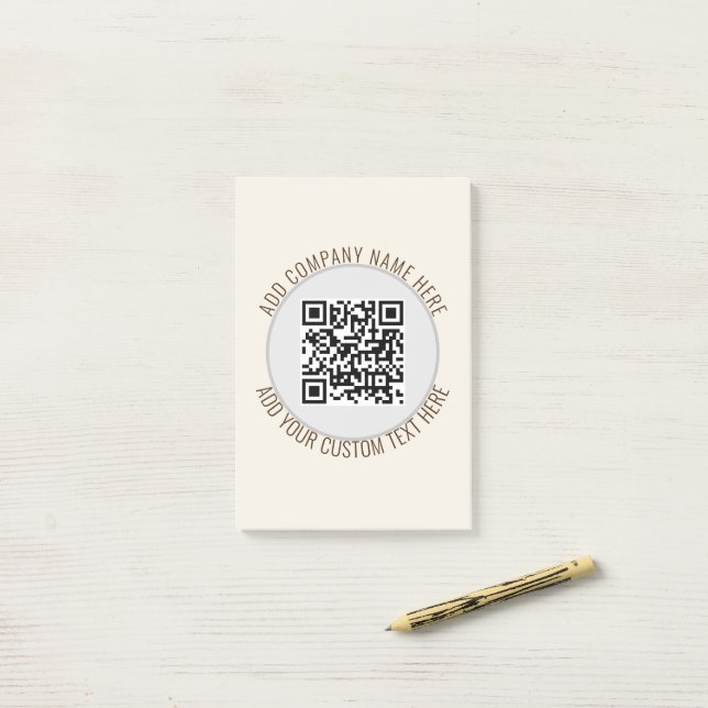 QR Code Office school Minimalistisch Simple Gray Post-it Klebezettel (Auf Schreibtisch)
