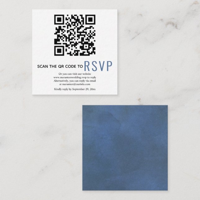 QR-Code online UAWG Blue Hochzeitkarte Begleitkarte (Vorne/Hinten)