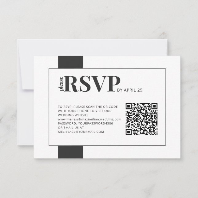 QR-Code Online-UAWG fett minimale Hochzeit RSVP Karte (Vorderseite)