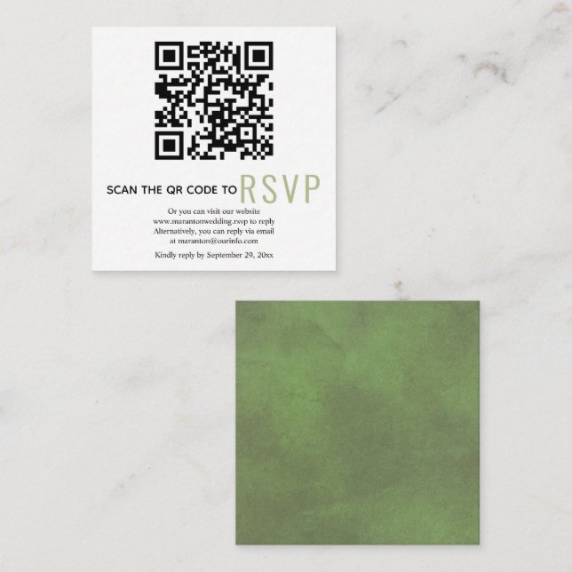 QR-Code online UAWG Green Hochzeitskarte Begleitkarte (Vorne/Hinten)