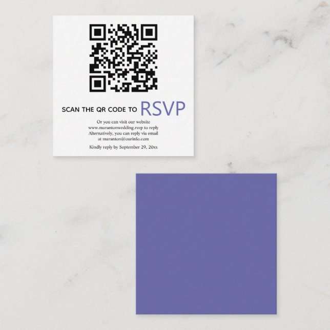 QR-Code online UAWG zeitgenössisch-blaue Hochzeit Begleitkarte (Vorne/Hinten)