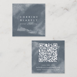 QR-Code Online-Website Blue Boho Quadratische Visitenkarte