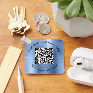 QR Code or Logo Promotional Blue Schlüsselanhänger