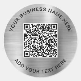 QR Code or Promotional Silver Classic Round Runder Aufkleber