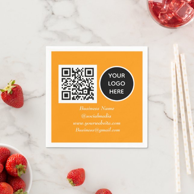 QR Code Orange Business Logo Serviette (Beispiel)