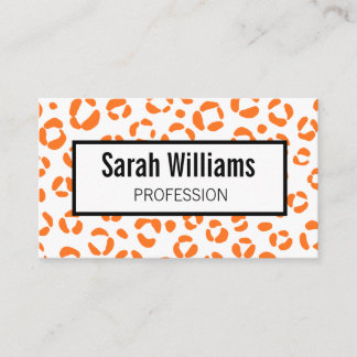 QR-Code Orange Leopard Print Geschäftskarte Visitenkarte