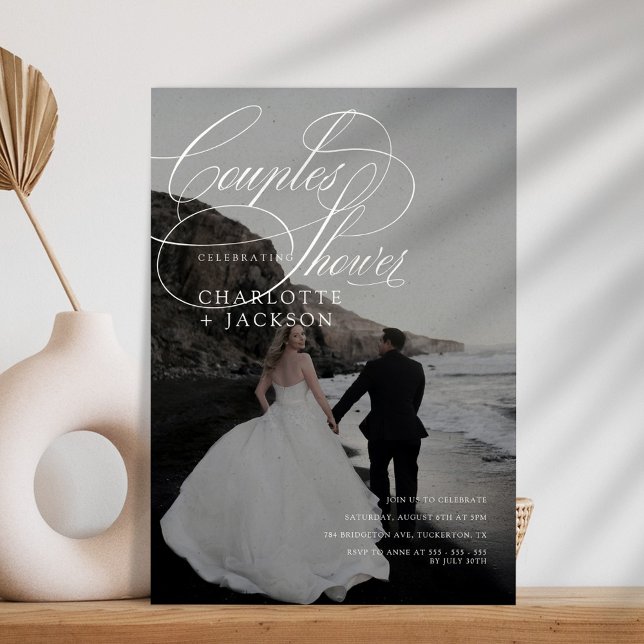 QR Code Paare Dusche mit schwarzem und weißem hand Einladung (Von Creator hochgeladen)