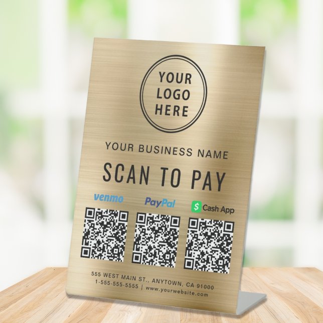 QR Code Payment Logo Gold Sockelschild (Von Creator hochgeladen)
