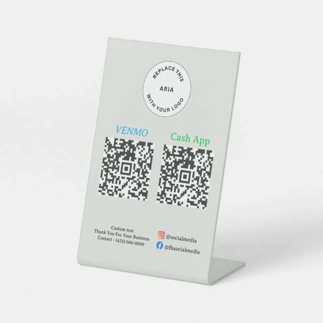 QR Code Payment - Scan to Pay Business Logo Sockelschild (Vorderseite)