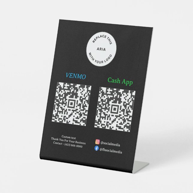 QR Code Payment - Scan to Pay Business Logo Sockelschild (Vorderseite)