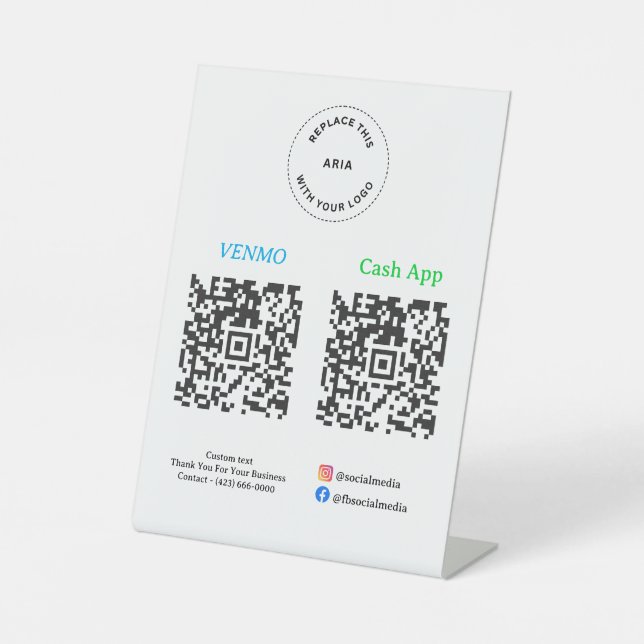 QR Code Payment - Scan to Pay Business Logo Sockelschild (Vorderseite)