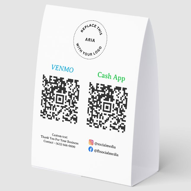 QR Code Payment - Scan to Pay Business Logo Tischaufsteller (Vorderseite)