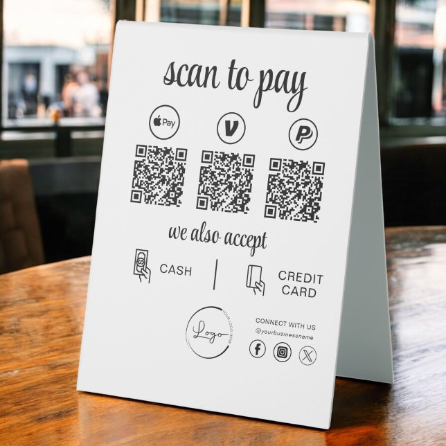 QR Code Payment - Scan to Pay Business Logo Tischaufsteller (Von Creator hochgeladen)