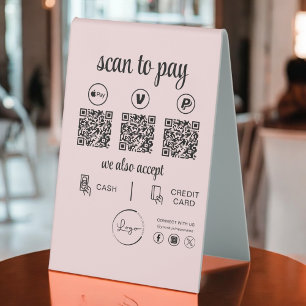 QR Code Payment - Scan to Pay Business Logo Tischaufsteller