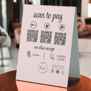 QR Code Payment - Scan to Pay Business Logo Tischaufsteller