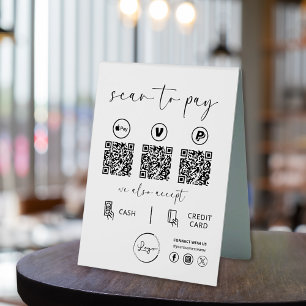 QR Code Payment - Scan to Pay Business Logo Tischaufsteller