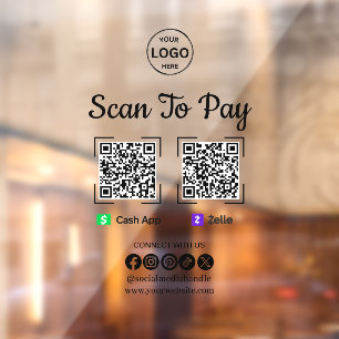QR Code Payment Scan to Pay Zelle App Logo Logo Fensteraufkleber