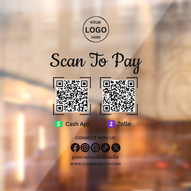 QR Code Payment Scan to Pay Zelle App Logo Logo Fensteraufkleber (Blatt 2)