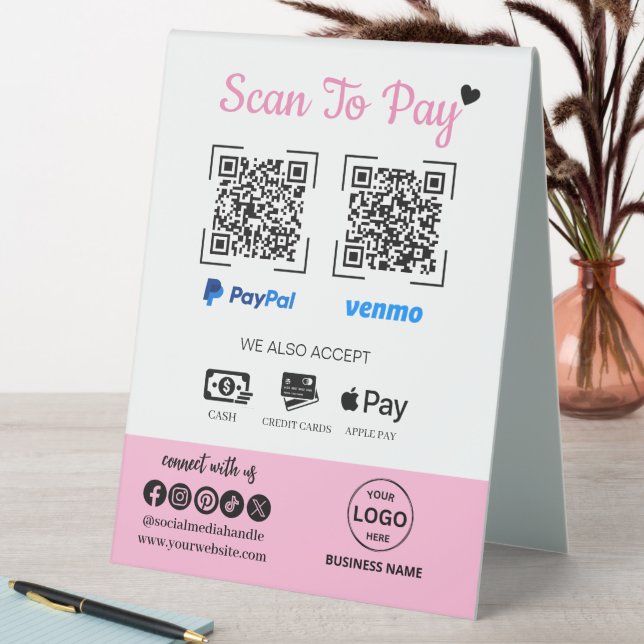 QR Code Payment Scan zu bezahlen Venmo Paypal Tischaufsteller (In Situ (Tisch))