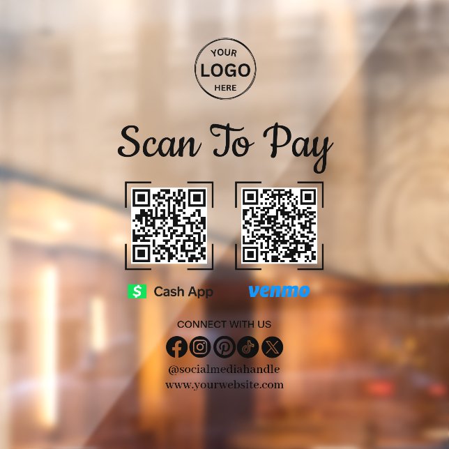 QR Code Payment Scan zur Bezahlung des Venmo Cash  Fensteraufkleber (Blatt 2)