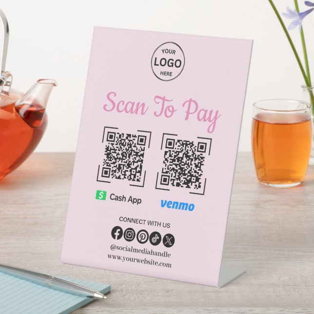 QR Code Payment Scan zur Bezahlung des Venmo Cash  Sockelschild (In Situ)