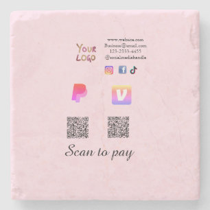 QR-Code PayPal Venmo scannen zahlen hinzufügen Soc Steinuntersetzer
