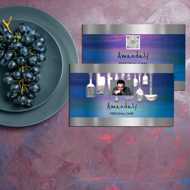 QR-Code Persönlicher Koch Kochrestaurant Foto Visitenkarte (QR Code Personal Chef Cooking Restaurant Photo Business Card)