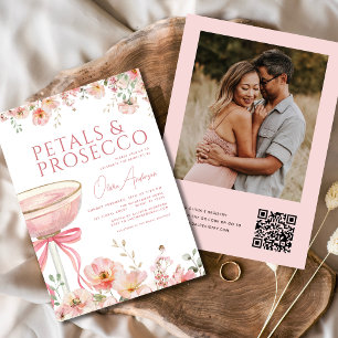 QR Code Petals & Prosecco Foto Brautparty Einladung