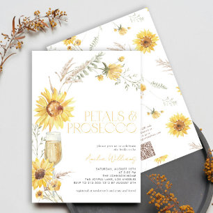 QR Code Petals & Prosecco Sunflower Brautparty Einladung