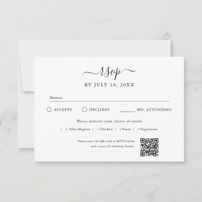 QR Code Photo Off White RSVP (Vorderseite)