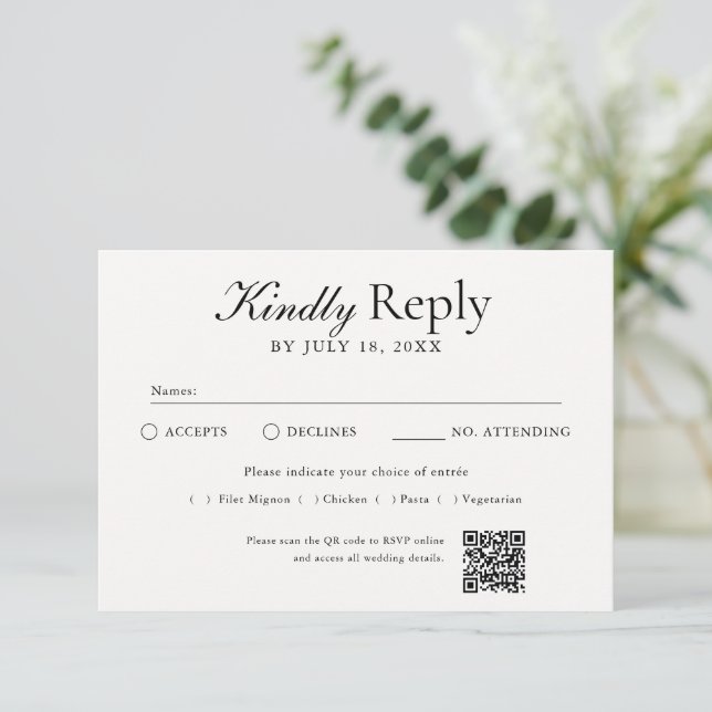 QR Code Photo Off White RSVP (Debout devant)
