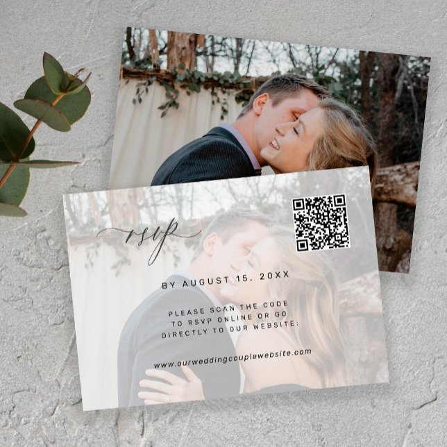 QR code photo RSVP élégant mariage RSVP carte RSVP (Créateur téléchargé)