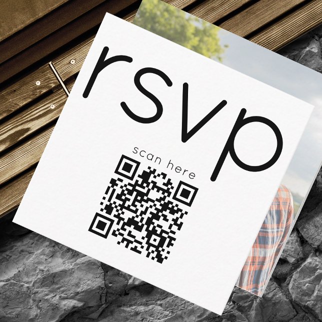 Qr Code Photo Wedding Simple Modern Elegant Rsvp  Begleitkarte (Von Creator hochgeladen)