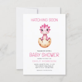 QR Code Pink Dinosaur Hatching Soon Baby Shower Einladung