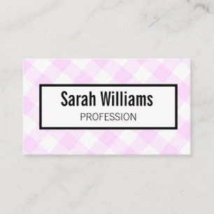 QR-Code Pink Gingham Karo Elegante Visitenkarte