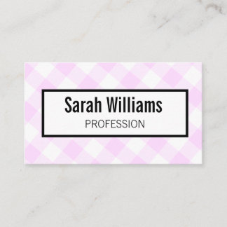 QR-Code Pink Gingham Karo Elegante Visitenkarte