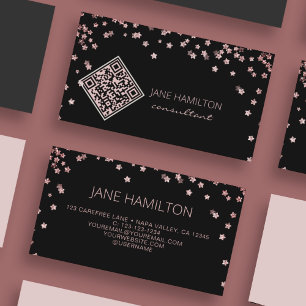 QR-Code Pink Glitter Modern Visitenkarte