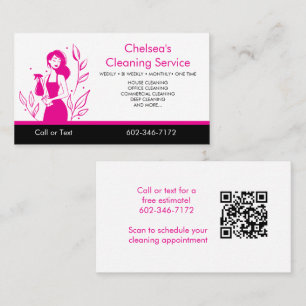 QR-Code Pink House Cleaning Service Unternehmen Visitenkarte