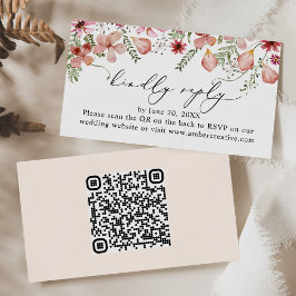 QR-Code Pink Peach Wedding RSVP Enclosure Card Car Visitenkarte