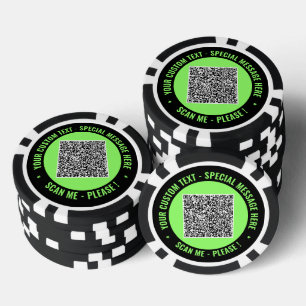 QR-Code-Pokerchips Beispiel Individueller Text und Pokerchips