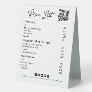 QR-Code-Preisliste Modern Tischaufsteller