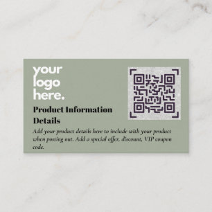 QR Code Produktverpackung Garantiedetails Coupon Begleitkarte