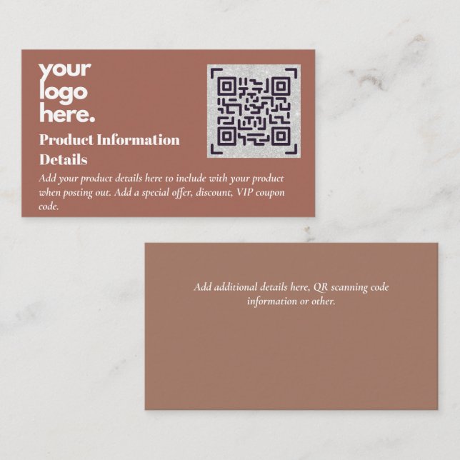 QR Code Produktverpackung Garantiedetails Coupon Begleitkarte (Vorne/Hinten)