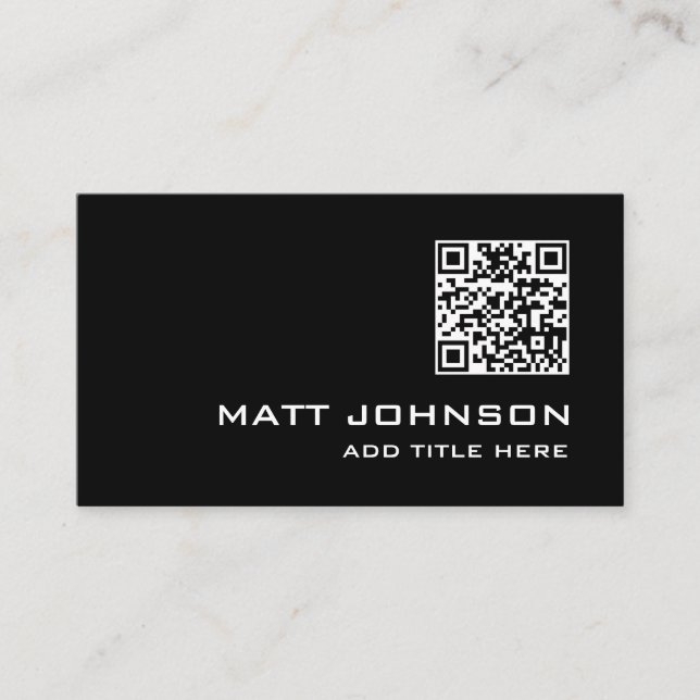 QR Code Professional Carte de visite noir moderne (Devant)