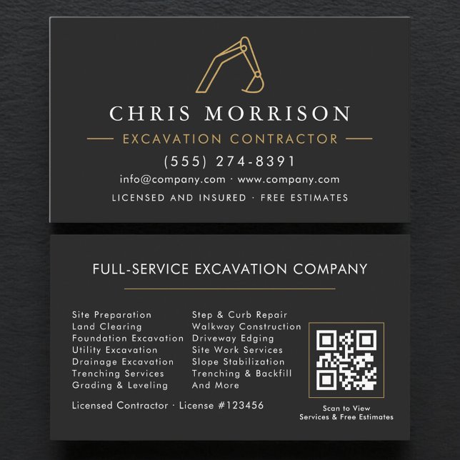QR Code Professional Excavation Services  Visitenkarte (Von Creator hochgeladen)