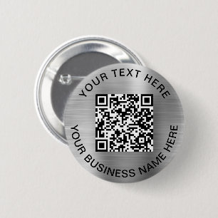 QR Code Promotional Silver Button