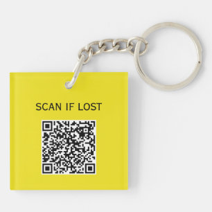 QR-Code-Prüfung bei verlorenem Neon Canar Gelb Schlüsselanhänger