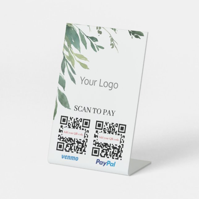 QR-Code-Prüfung für Aquarellgrün zur Bezahlung Ihr Sockelschild (Vorderseite)
